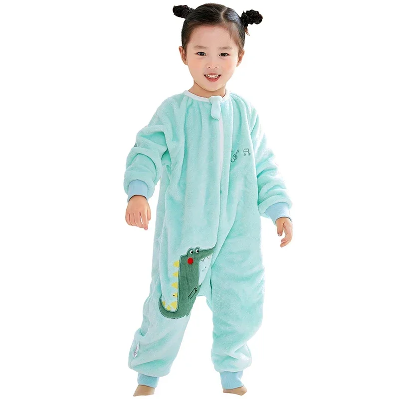 

Женские комбинезоны с мультяшным рисунком, 2023, осенне-зимняя фланелевая одежда для сна, детская одежда, пижамы для маленьких девочек и мальчиков