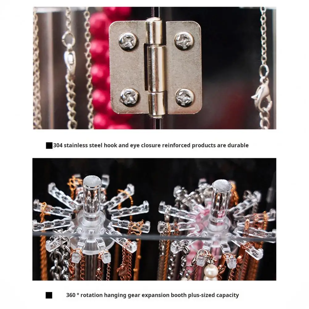 Necklace Holder Necklace Storage Solution Rotatable Jewelry Rack Organizer with Capacity Dustproof Design for Earrings Necklaces