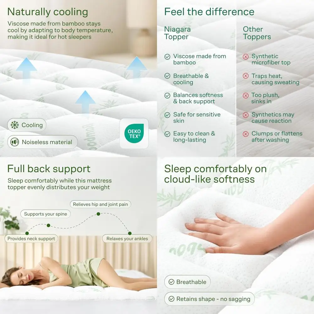 

Бамбуковый вискозный наматрасник Queen RV — плюшевая подушка для поддержки спины и комфорта охлаждения