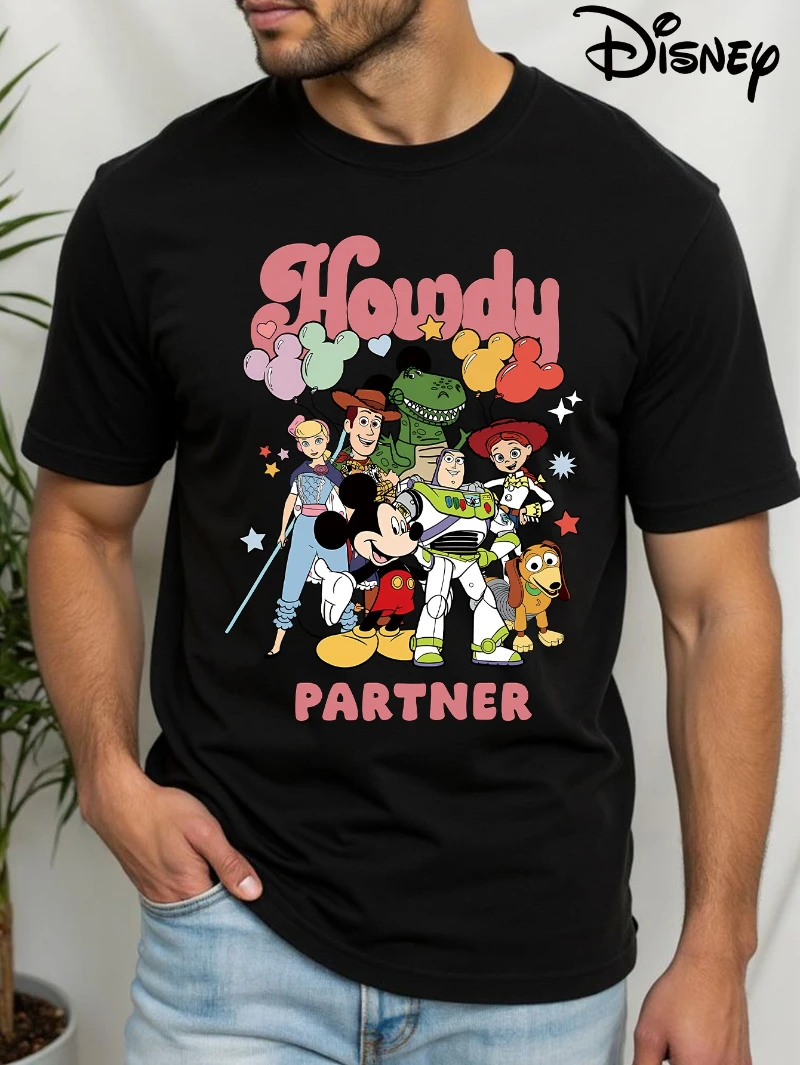 

Мужская футболка с рисунком «История игрушек Диснея» для парней — черный повседневный топ с короткими рукавами, в сочетании с летней рубашкой Di and Buzz Lightyear