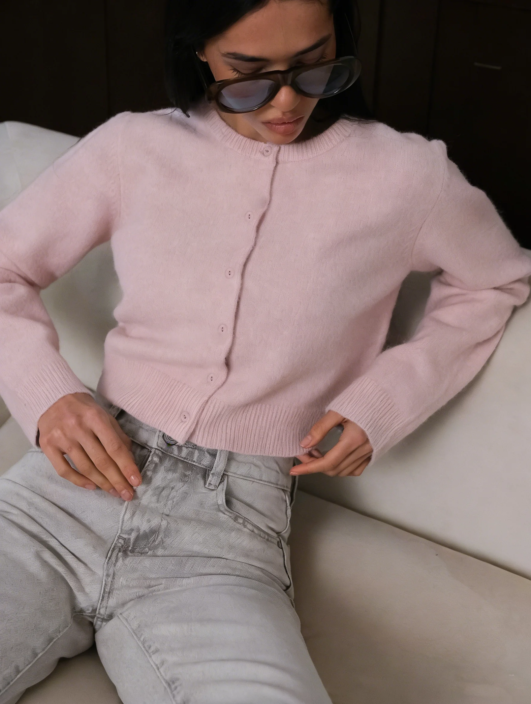 Women's Lightweight Open Front Knit Cardigan with Long Sleeves