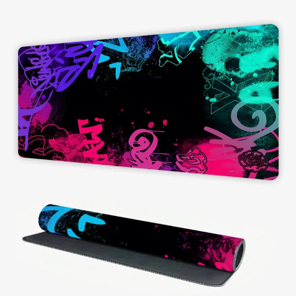 Employing neon graffiti art design, alfombrillas para escritorio tapis de souris коврик для мышки teclado mecânico