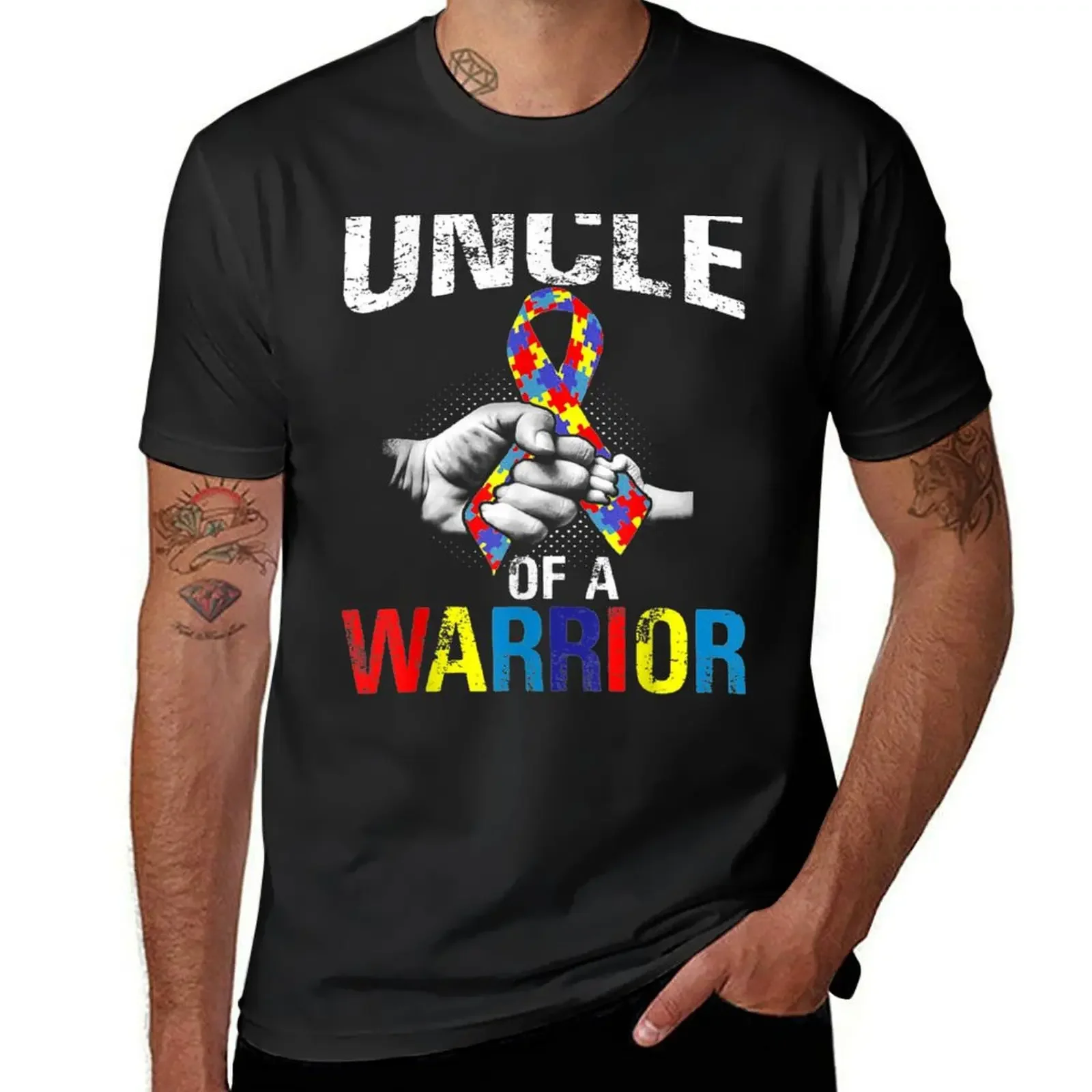 

Uncle Of A Warrior Autism Awareness T-Shirt new edition anime t shirts graphic t shirts customizeds mens graphic t-shirts