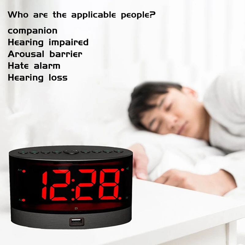 Extra Loud Alarm Clock With Wireless Bed Shaker,Vibrating Dual Alarm Clock For Heavy Sleepers, Deaf And Hearing-Impaired