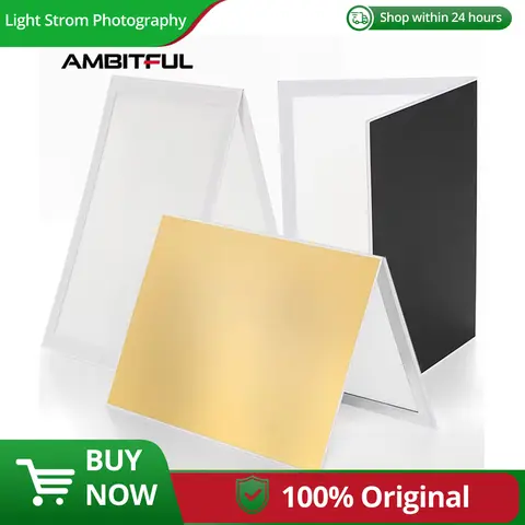 AMBITFUL A3 29.5 x 42cm Folding Cardboard Black White Silver Gold Translu cent Soft Light Reflective Background Paper Thick