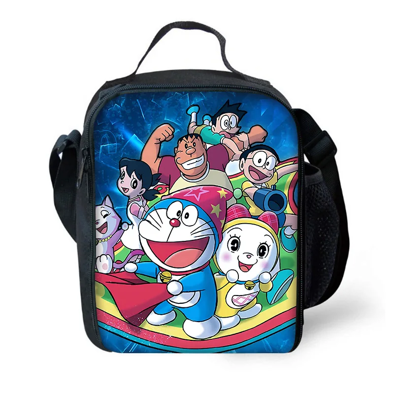 D-Doraemon lancheira térmica térmica dos desenhos animados, saco de grande capacidade para criança, estudante bonito, piquenique ao ar livre, caixa valiosa para meninos e meninas