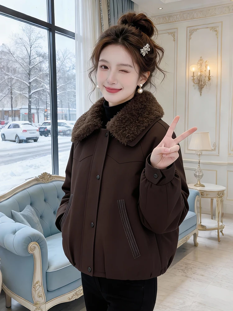 

Зимнее пальто Sli Thiened для женщин: теплый пуховик из хлопка, стильный, для снежных дней, нежный, милый, для повседневной носки, в корейском стиле...