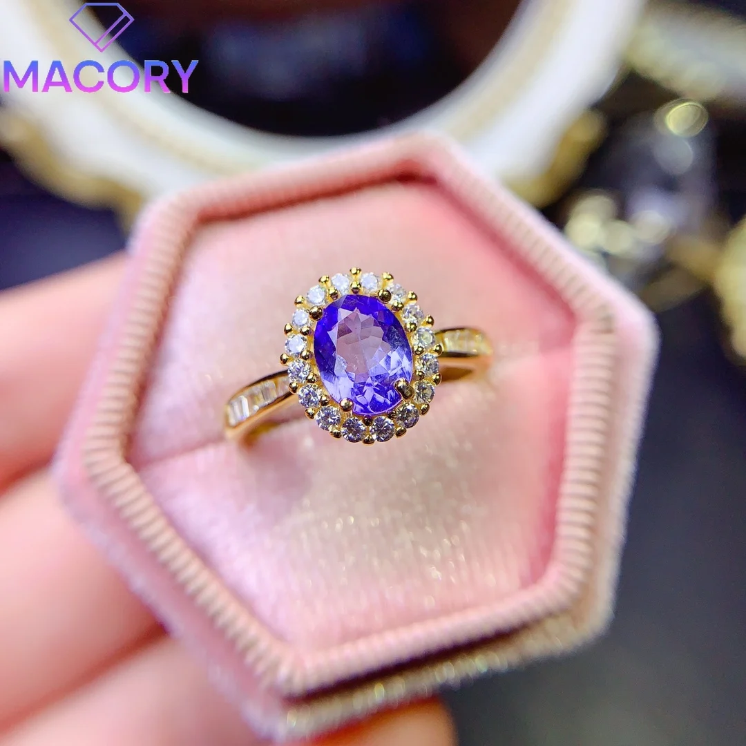 

Natural tanzanite ring female Valentine's Day 925 silver jewelry with certificate luxury brand gem free of charge.