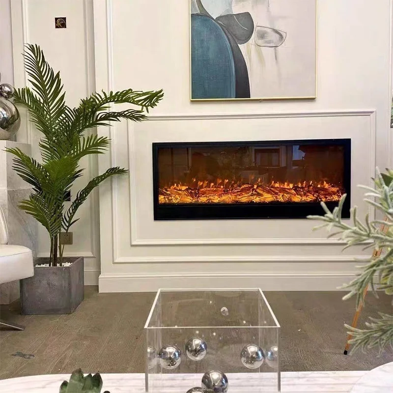 

30-inch Metal Hotel Use English Operation Remote Controlled Intelligent Simulation Flame Plug-in Decorative Electric Fireplace