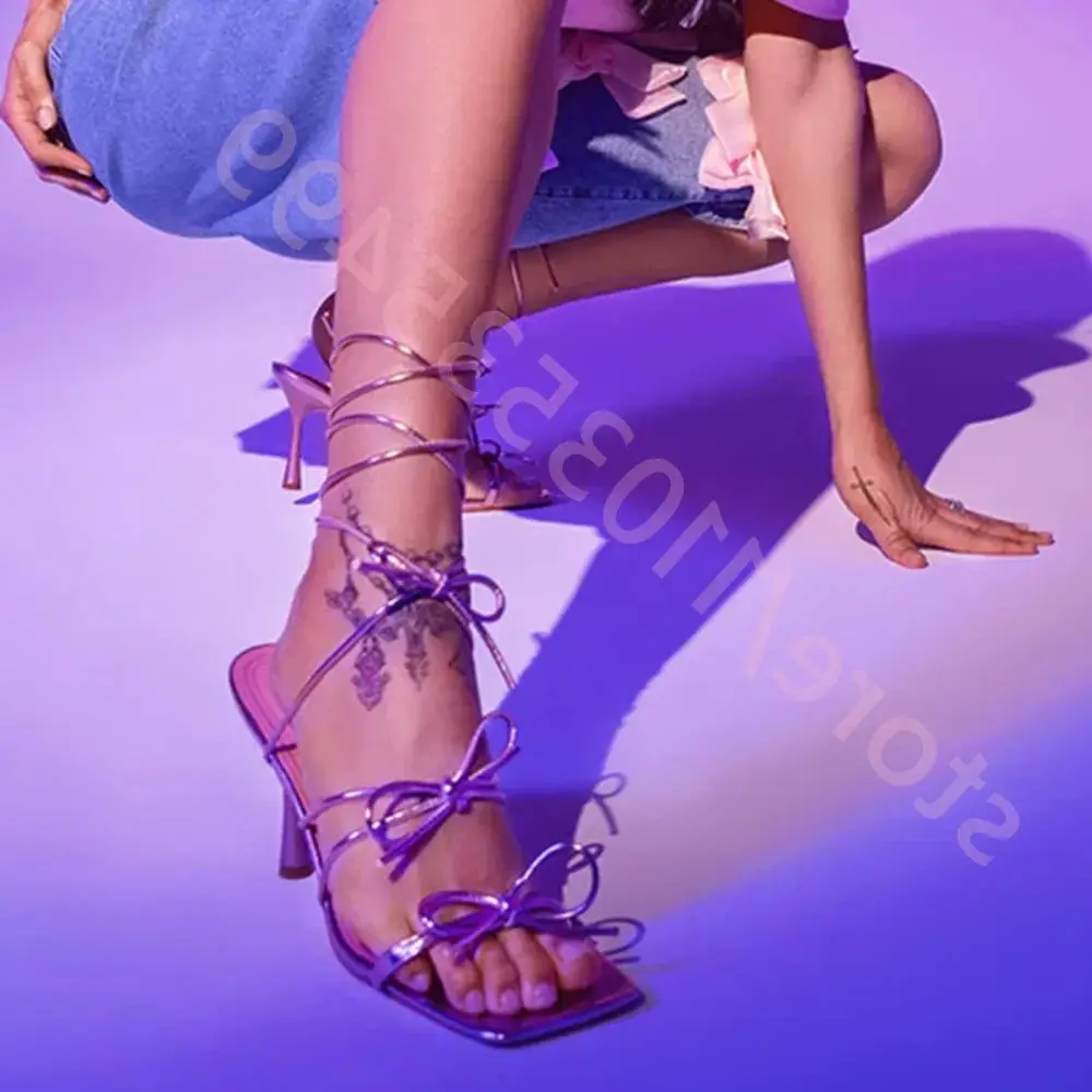 

Summer Open-Toe Bow Strap Women's Sandals 2025 New Sexy Catwalk Stilettos Solid Color Fashion Party Casual Vacation Sandals