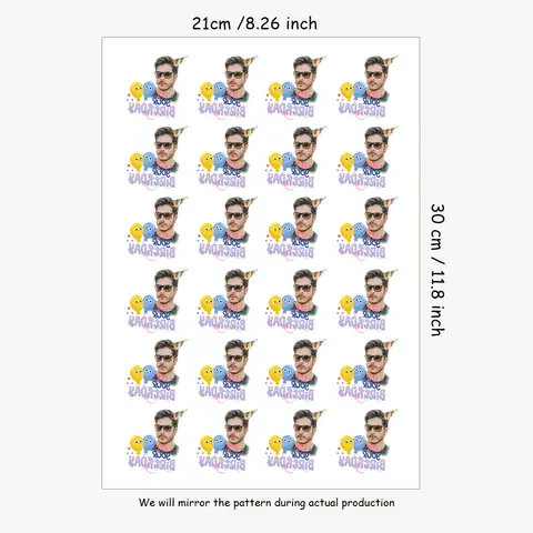 24 designer Grattis på födelsedagen Anpassad Personlig Vattentät Tillfällig Tatueringsklistermärke, Ansiktsdesign Med Födelsedagshatt Tårtstjärna 8 best sales specialanpassad tatuering - №4