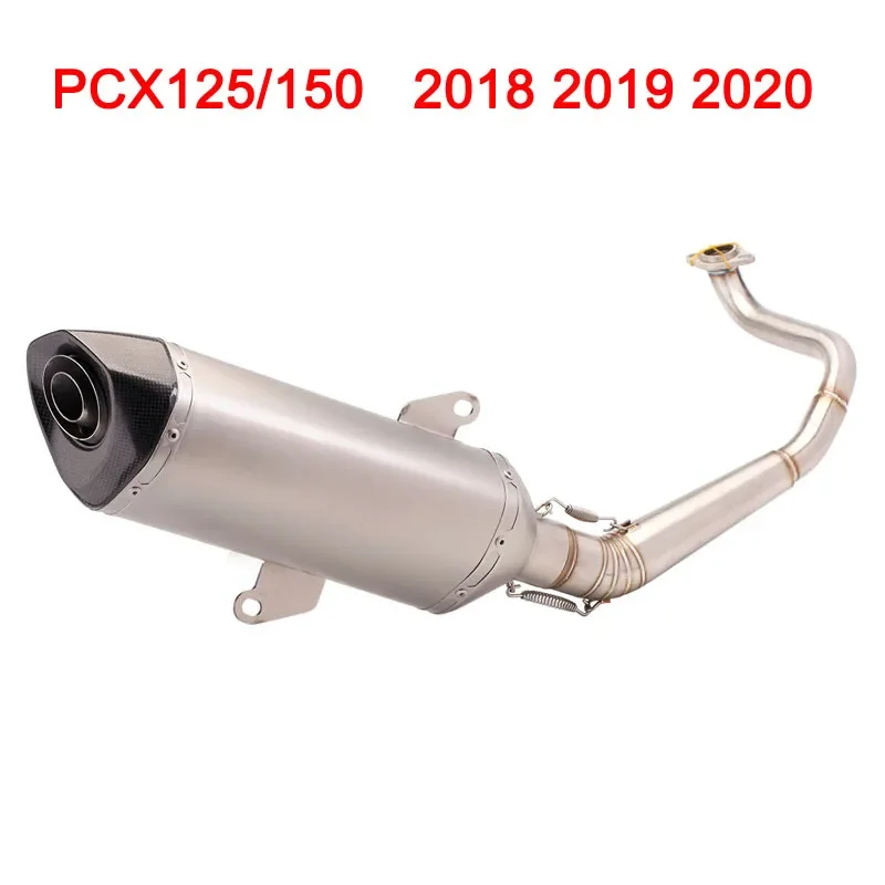 For HONDA PCX125 PCX150 2018 2019 2020 Years Motorcycle Full Exhaust System Slip On Header Front Pipe Carbon Fiber Muffler