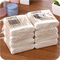 100 pieces/500 pieces Small and light double head kapok nose and ear cleaning lady's makeup tool lipstick cotton bud tip stick