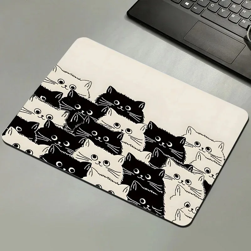 Hochwertige süße Katzen-Schreibtischunterlage, Computer-Tastaturmatte für Männer und Frauen, Cartoon-Studenten-Schreibtischunterlage, Cartoon-Mauspad mit schwarzer Katze