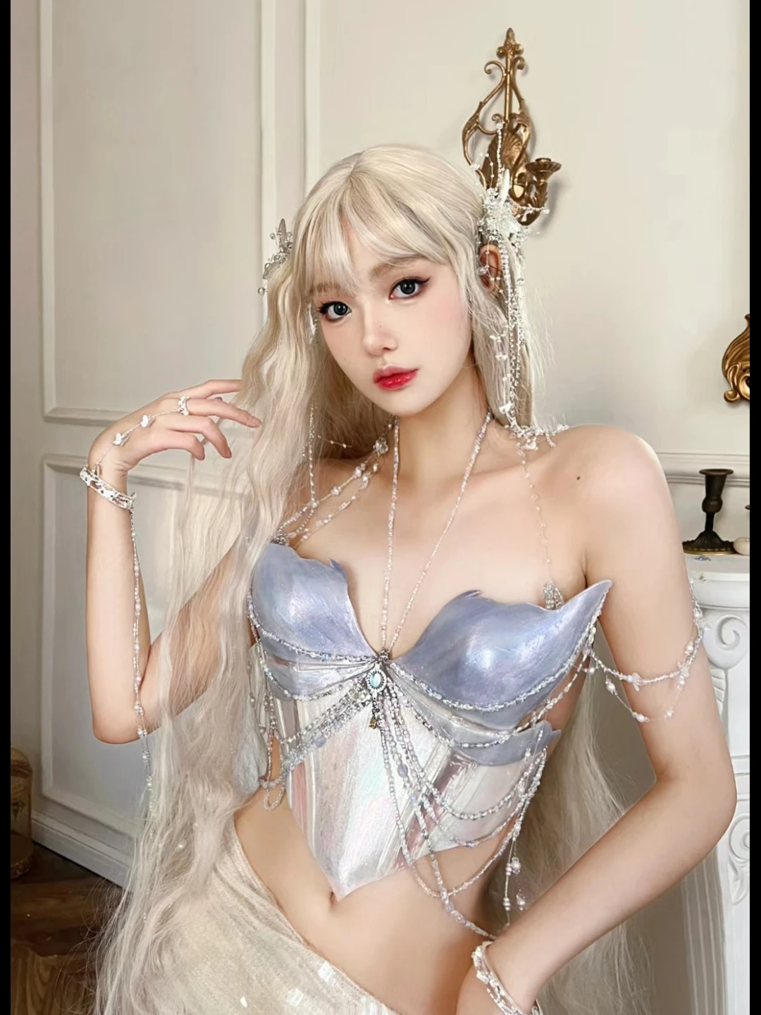 Fairy Butterfly Bikini Mermaid Crystal Resin + Silicone Bra Pure Handmade Custom Cosplay Anime Clothes Summer Swimsuit