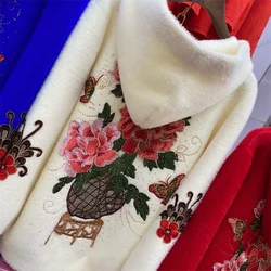 Autumn Women Embroider Thickened High Quality Mink Velvet Sweater Cardigan Jacket Korean Loose And Slim Hooded Short Fur Jacket
