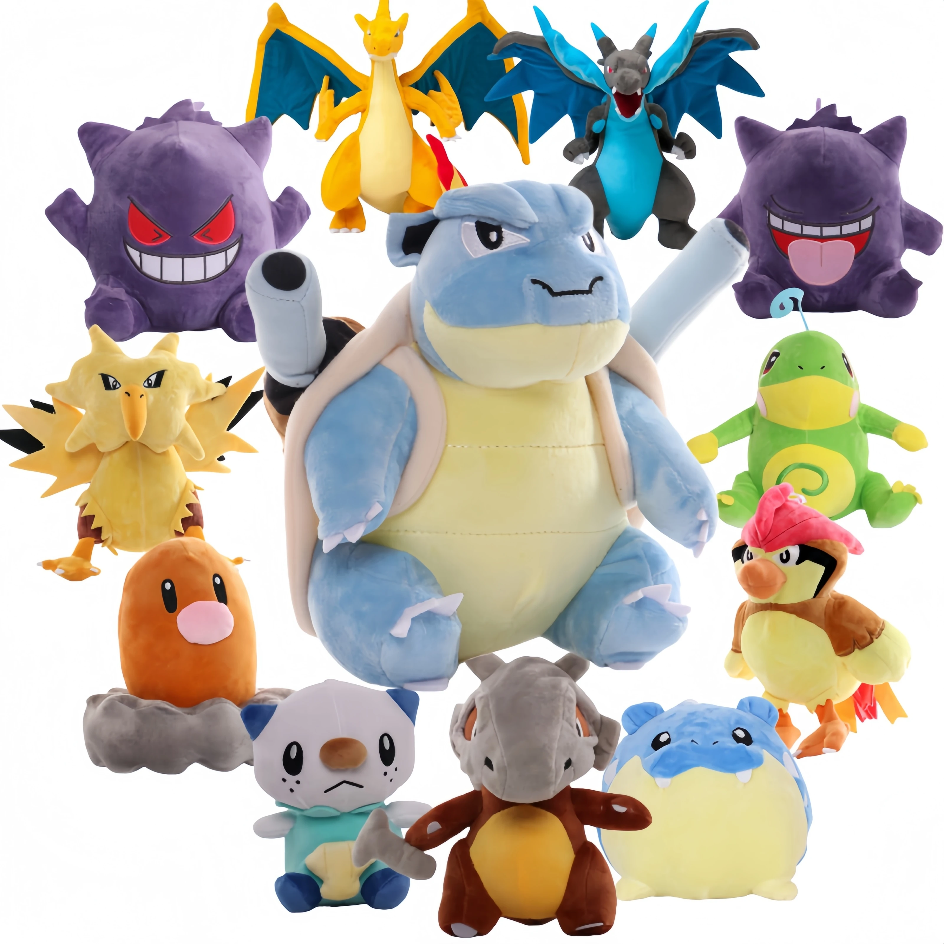 

Anime Pokemon Blastoise Pikachu Plush Doll Toys Spheal Pidgeotto Gengar Zapdos Oshawott Cubone Toys for Kids Cartoon Xmas Gift