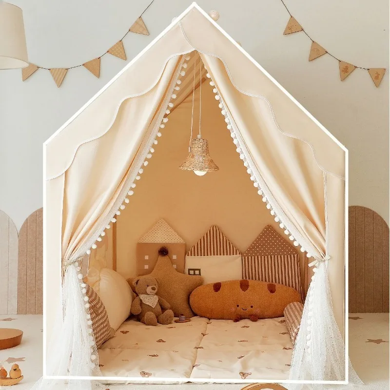 Tienda grande para niños, tienda de juguete para interiores para niños y niñas, tienda de juegos para niños, cortina de doble puerta, tiendas de juego transpirables de seguridad