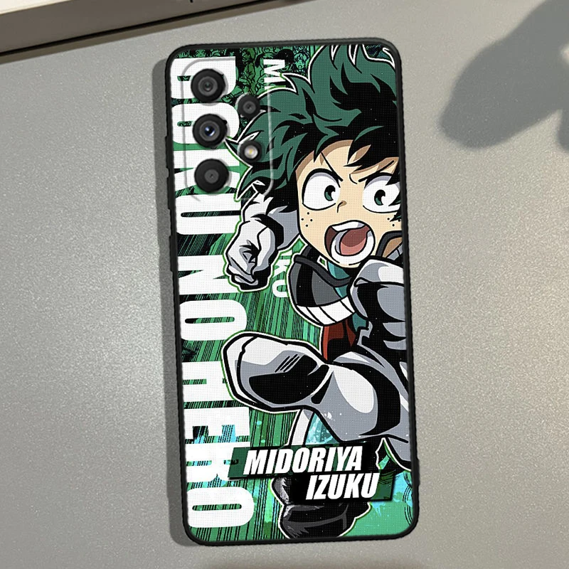 Comic My Hero Academia For Samsung Galaxy A73 A72 A55 A54 A53 A52S A34 A33 A32 A25 A23 Soft Black Phone Case