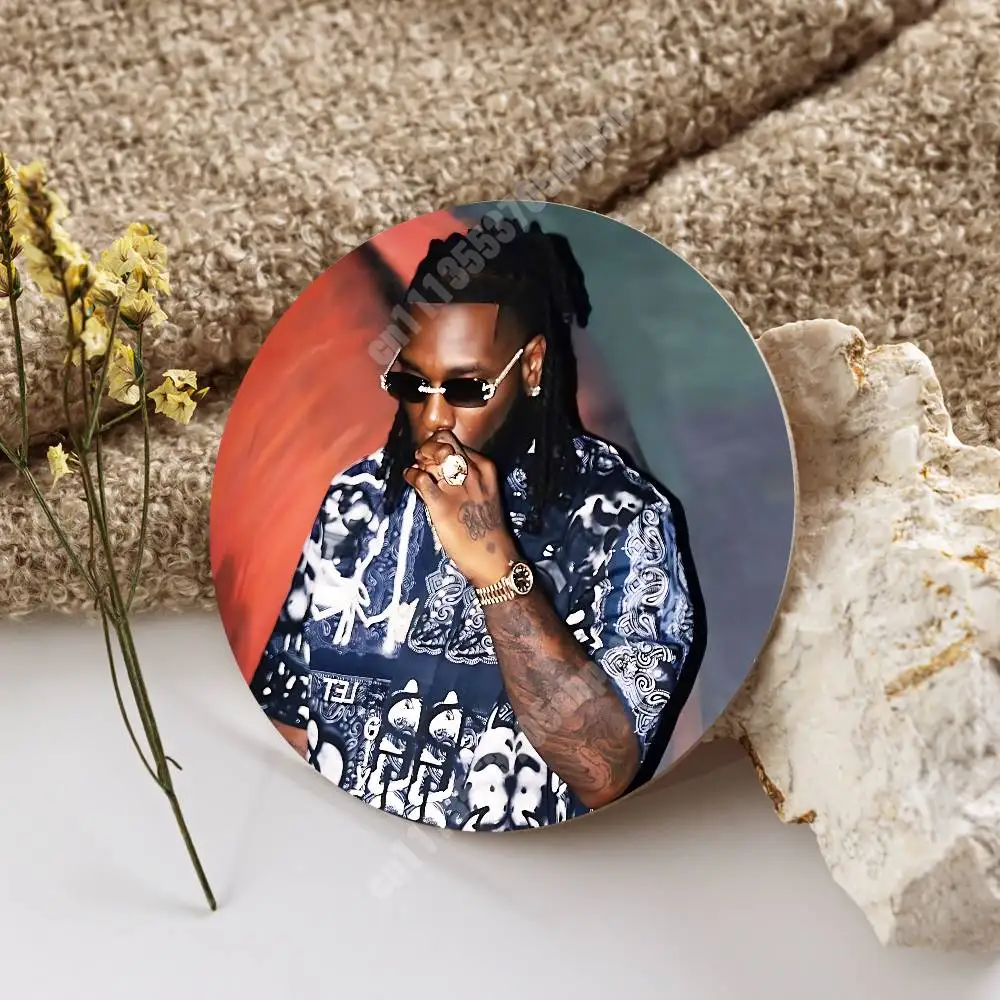 B-Burna B-Boy African Pop Singer Wooden Cup Mat Cappuccino Vodka Juice Water Coaster for Flower Shop