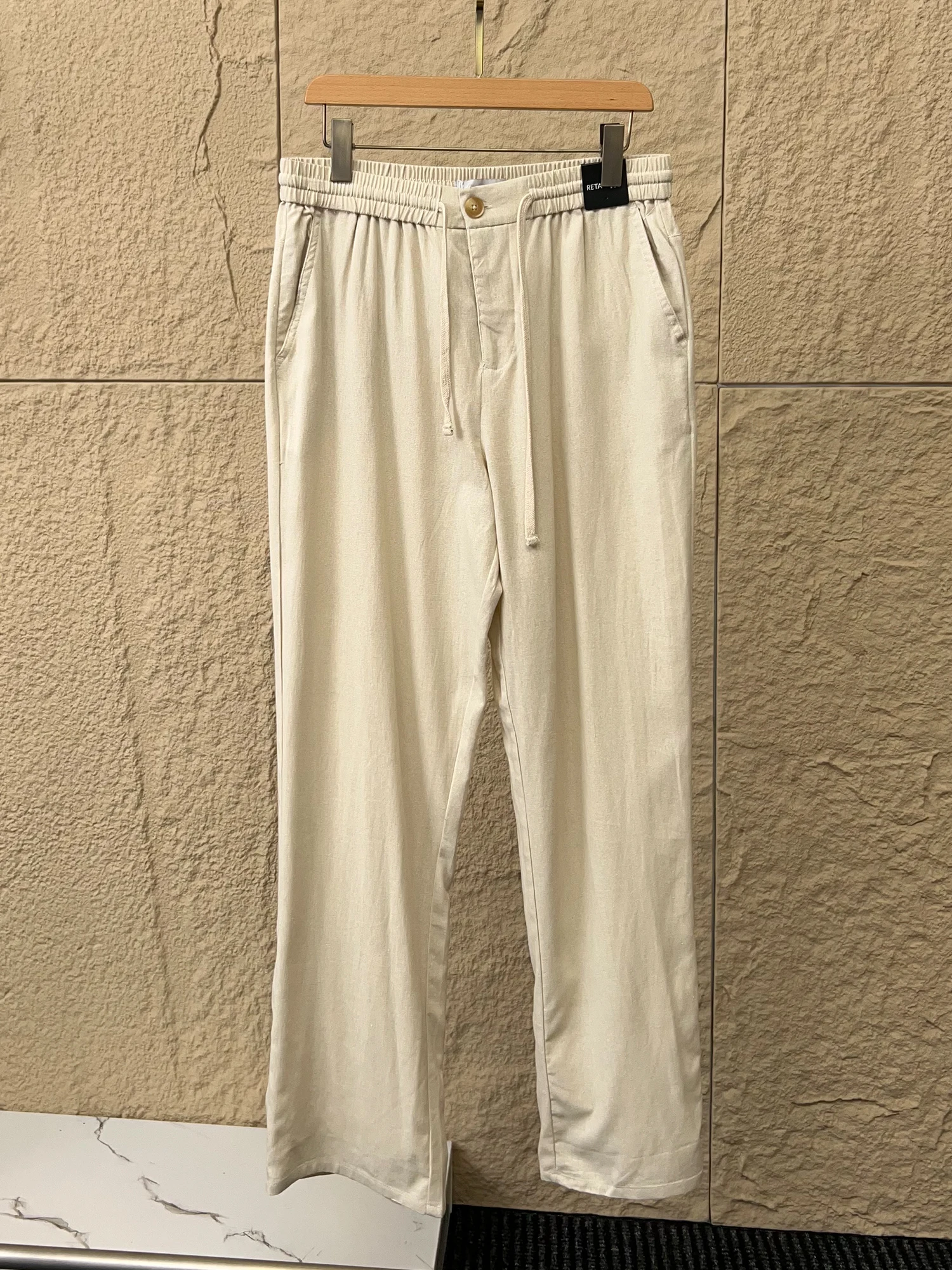 

Japanese Loose Fit Washed Linen Men's Summer Casual Straight Leg Pants Breathable Comfortable Straight Cut Loose Long Trousers