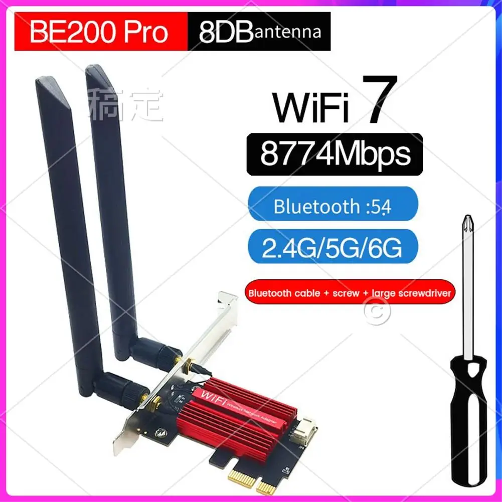 

AP-Wifi 7 BE200 Pro Pcie Wireless Network Adapter BT5.4 Tri Band 2.4G/5G/6Ghz Wireless BE200 Wifi Card For Win11 Linux Durable