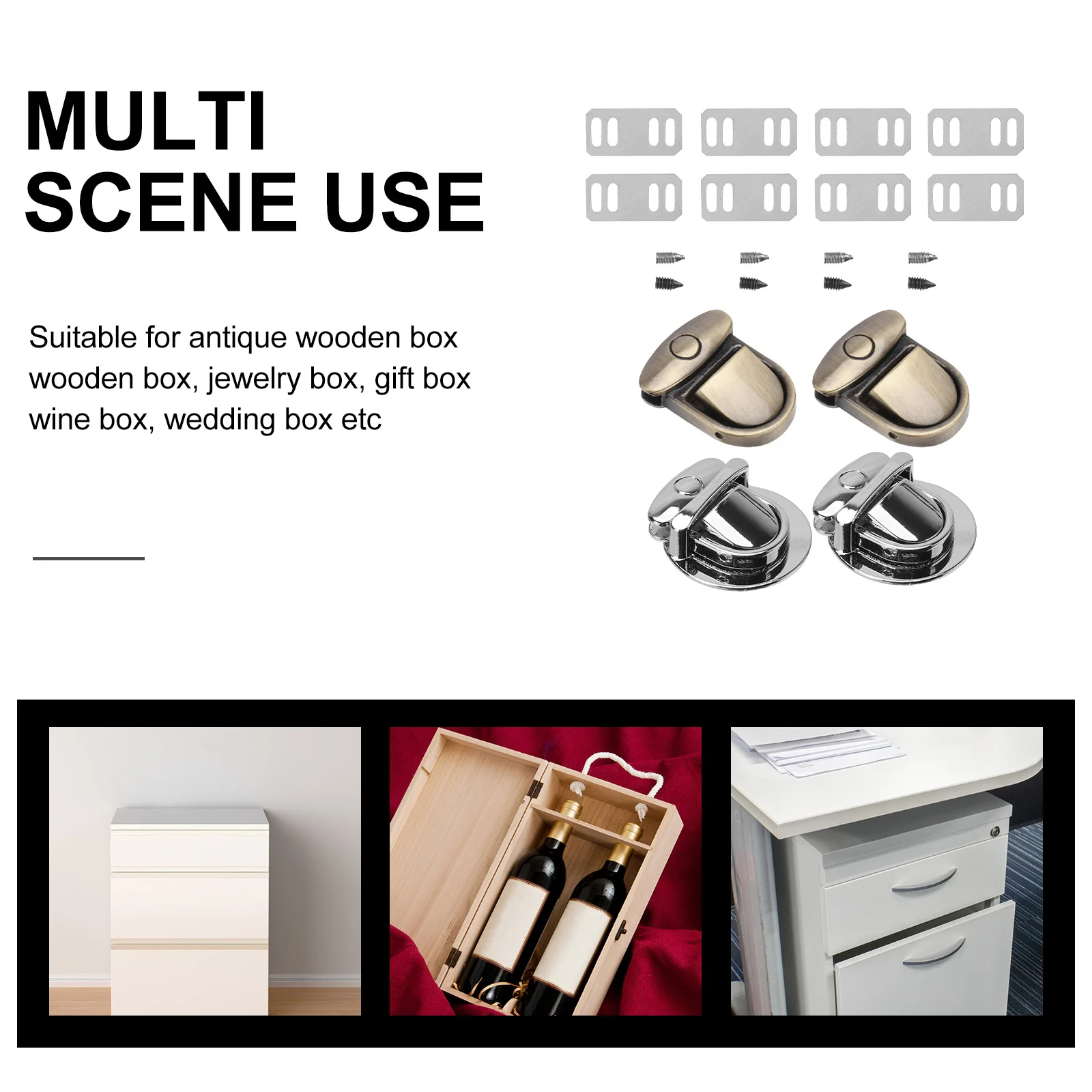 

20Pcs Metal Box Latches Durable Finish for Wooden Jewelry Gift Wine Box Cabinet Drawer Closure Locks Tuck Lock