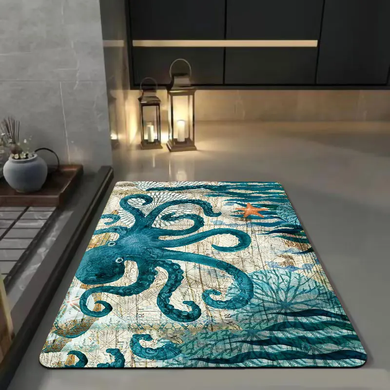 Floral Mat Rug For Bath And Kitch Super Absorbent Quick Dry Rubber Backed Dirt Resistant Bath Rugs Mats