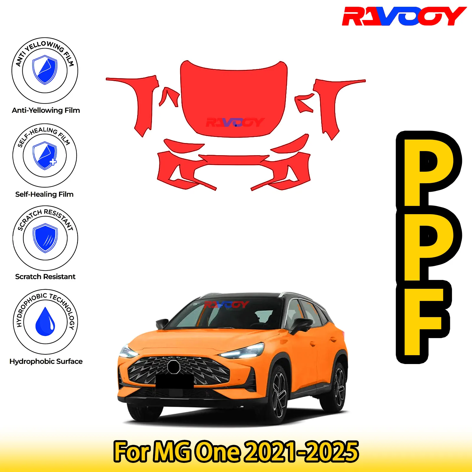 

Для MG One 2021-2025 глянцевый матовый черный предварительно вырезанный передний комплект PPF, защитная пленка для краски