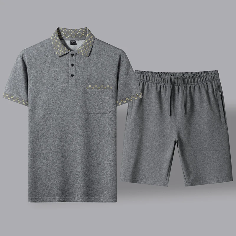 Conjunto de Polo de negocios holgado para hombre, ropa informal de gran tamaño que combina con todo, botones y solapa, bolsillos unidos, verano, 2024