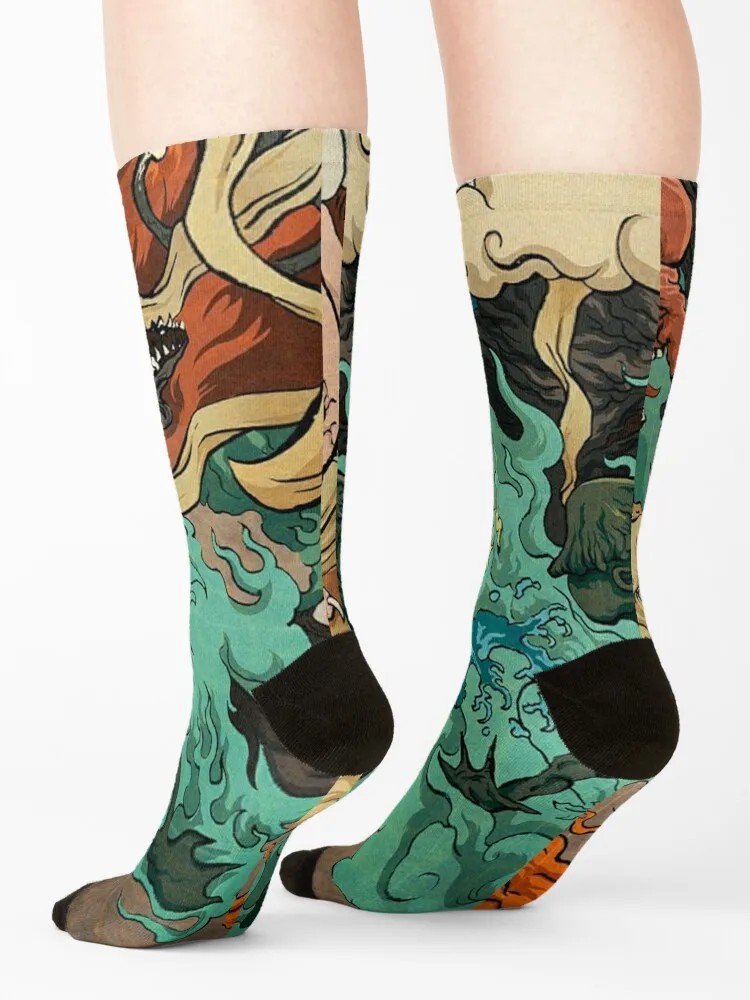 Vintage Japanese Kaiju Socks Running custom Christmas anti-slip Boy Child Socks Women's