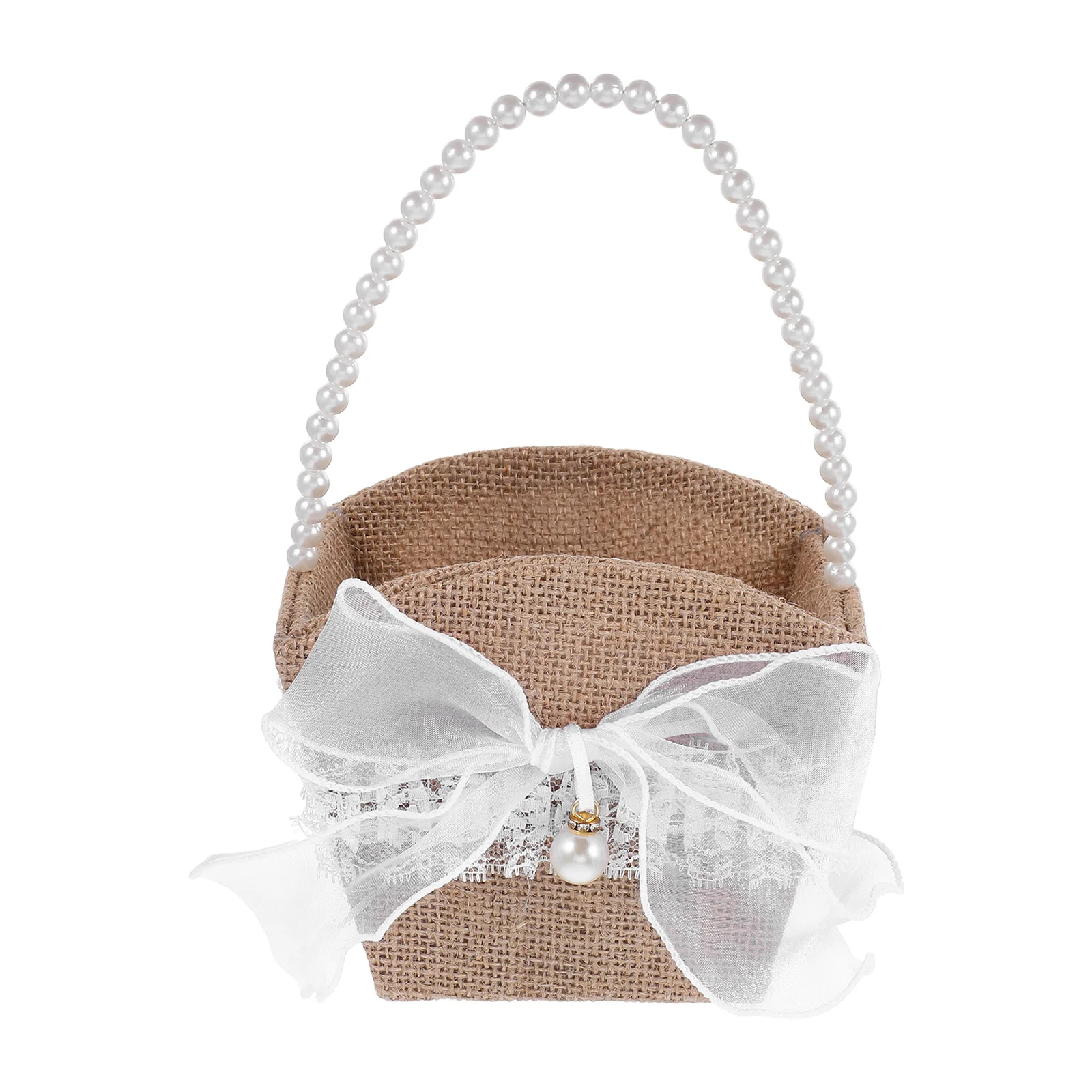 

Свадебная корзина с бантом-бабочкой из натурального льна, ручная работа, легкий портативный элегантный дизайн, подвеска в деревенском стиле на открытом воздухе