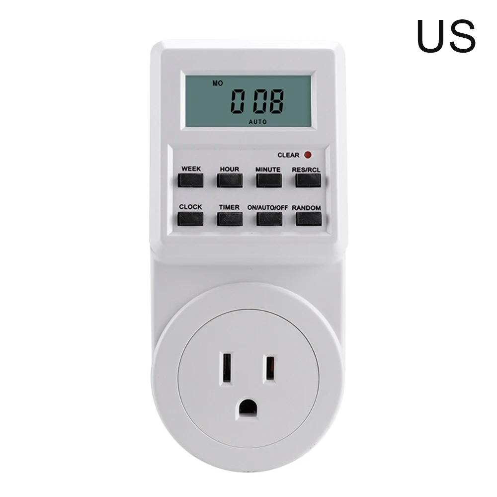 EU Plug Digital Weekly Programmable Electrical Wall Plug-in Power Socket Timer Switch Outlet Time Clock AC 220V 110V UK US AU