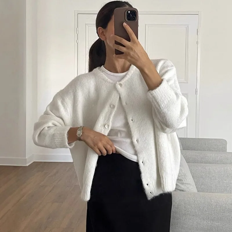 Tuularose frauen Herbst Strickjacke Mode Vintage Solide Single-Taste Strickjacke Casual Chic Übergroßen Streetwear Weibliche Pullover