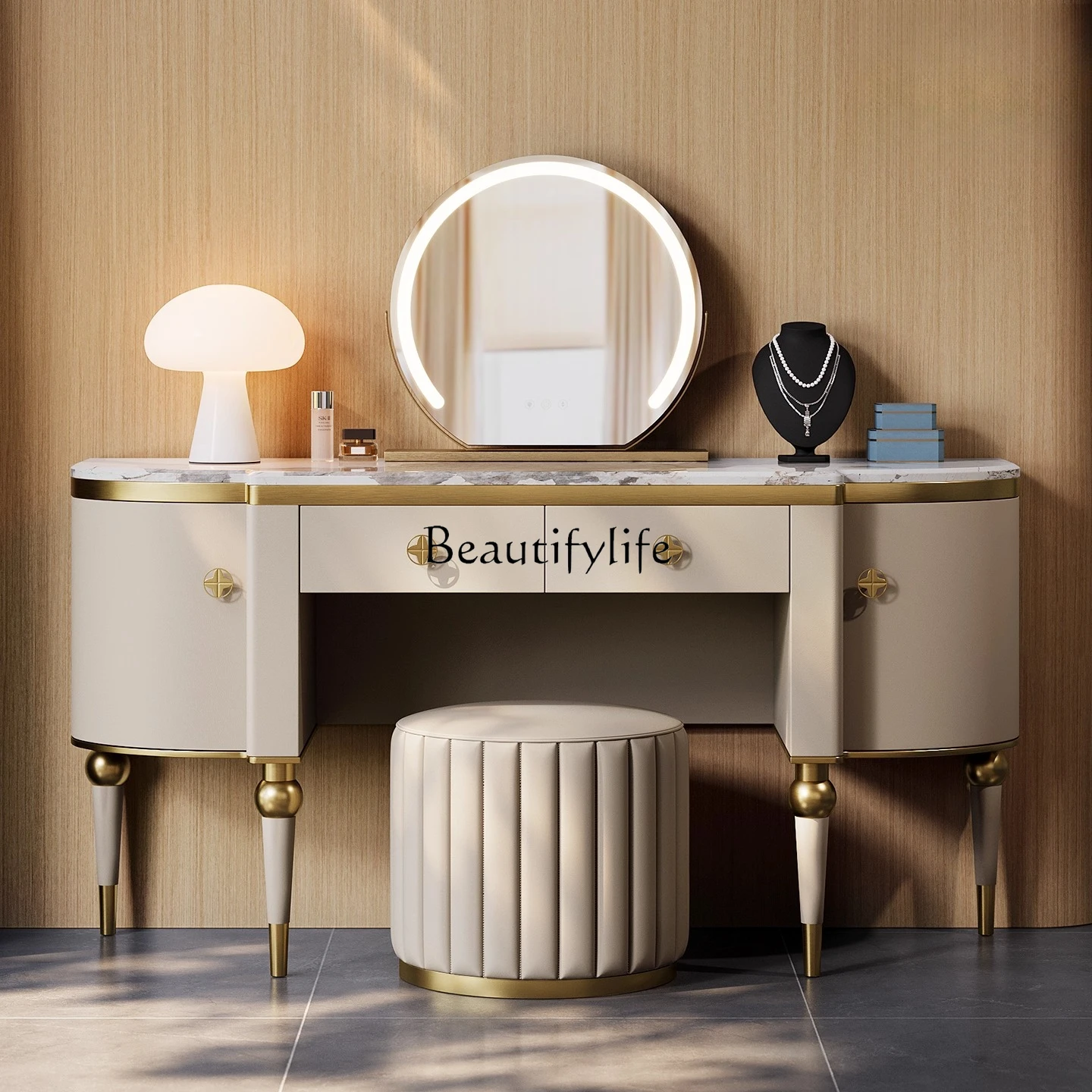 

Premium Italian light luxury dressing table, post-modern high-end custom marble makeup table
