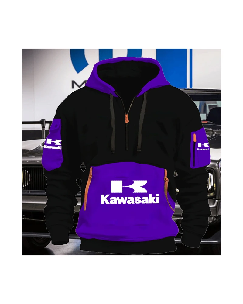 

Kawasaki Chunqiu Men's Hoodie Zipper Multi Pocket Hoodie Men's Sports and Leisure Jacket