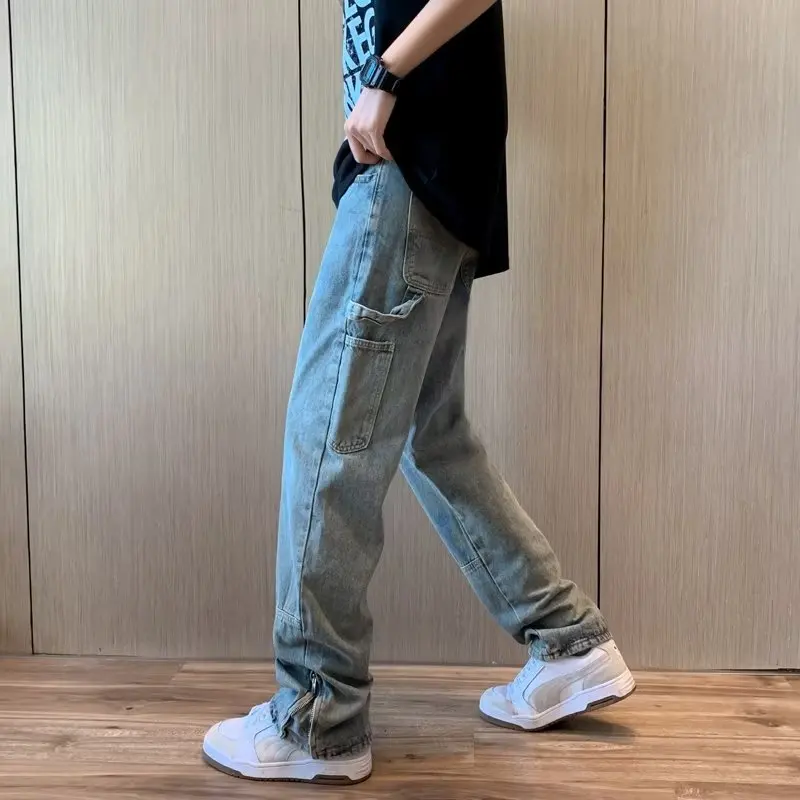 

Мужские джинсы в стиле ретро: американские, прямые, свободные, повседневные, рабочие, универсальные, зауженные, длинные брюки для ежедневной носки