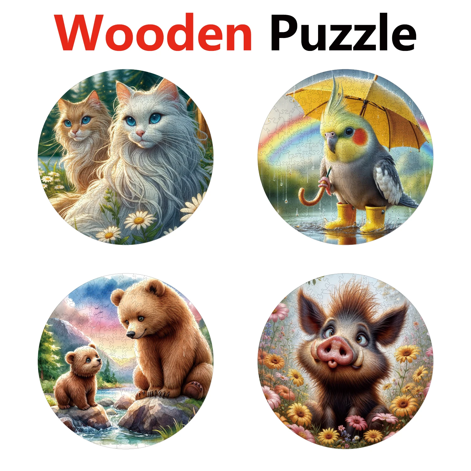 

Cats parrots bears wild boars Animal Puzzles High Quality Jigsaw Puzzle Wooden Puzzle Best Christmas Gift