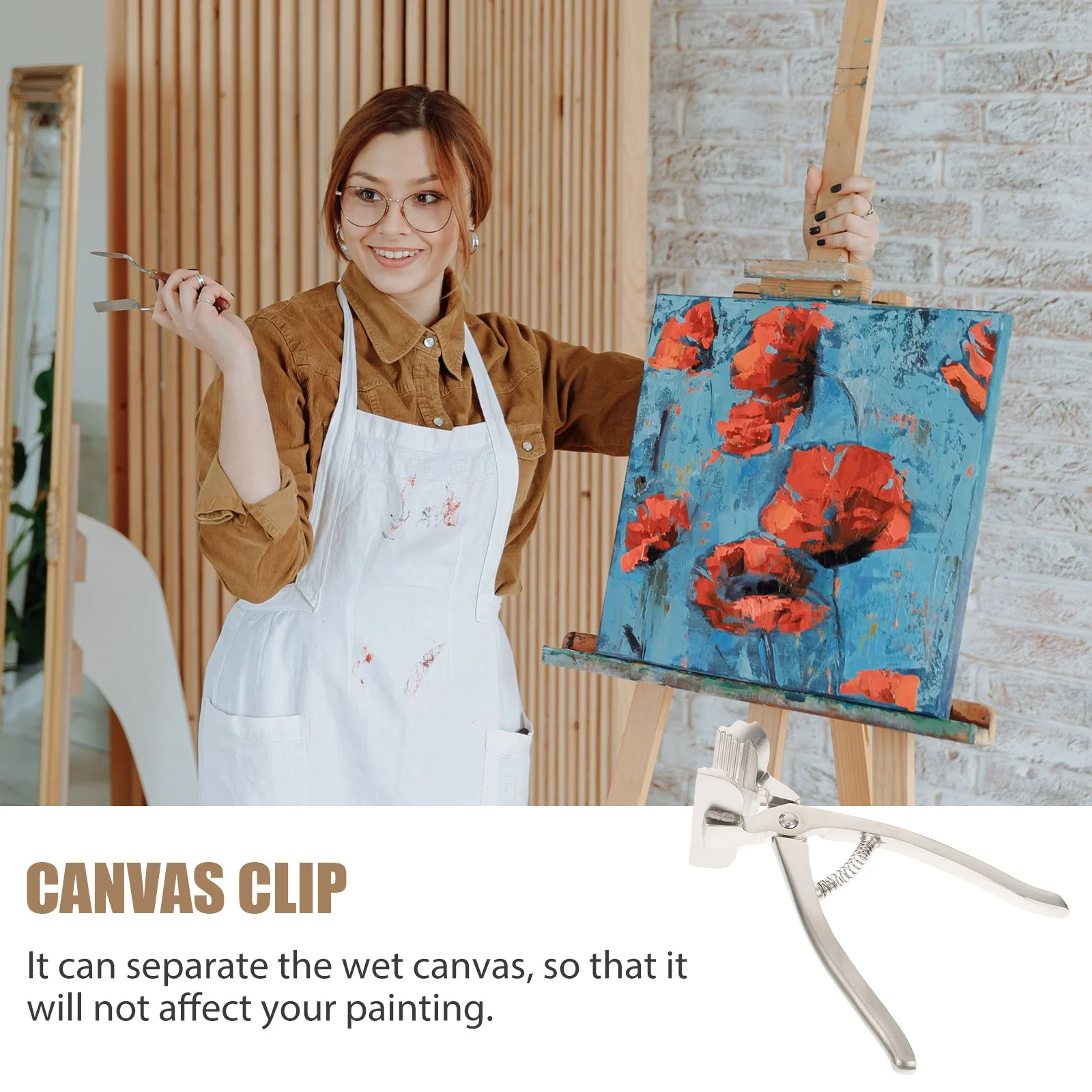 

1Pcs Oil Painting Clip Stainless Steel Wet Canvas Holder for Art Supplies Frame Separating Clamp Painting Protection Clip