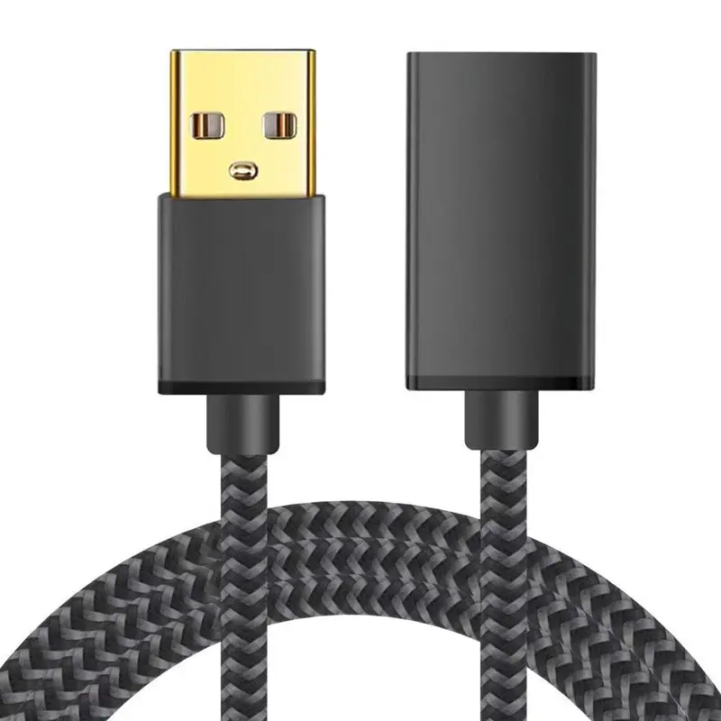 High Speed USB 2.0 Version A Male to A Female Copper Pin Gold-Plated Connector Metal Shell USB Extension Data Charging Cable
