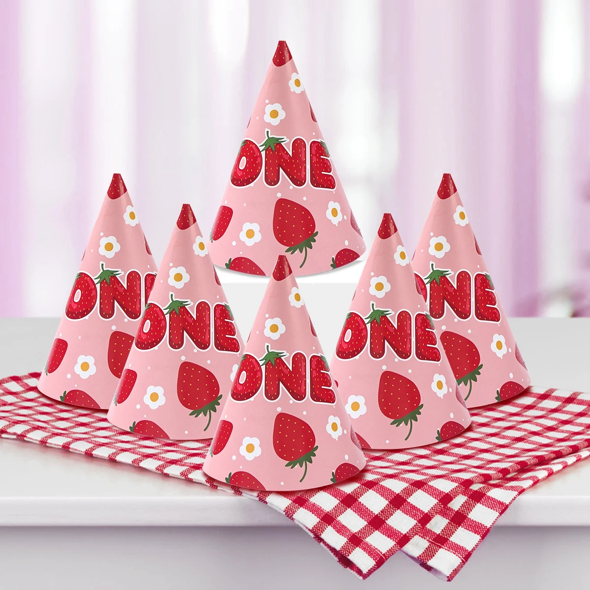 Sweet Strawberry Birthday Hat Strawberry Theme Happy One Birthday Party Decorations Kids Favors Gifts Girls Baby Shower Supplies