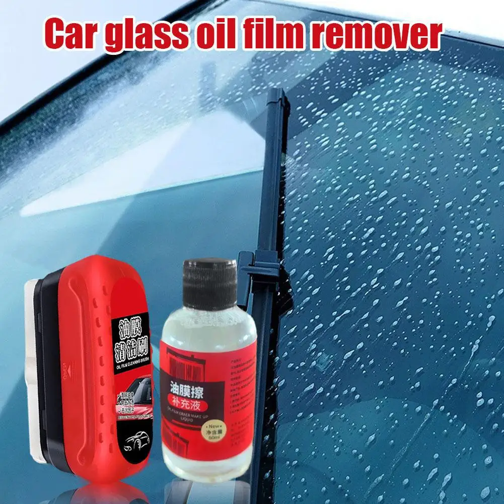 Multifunctional Oil Film Cleaning Brush Powerful Windshield Cleaner Dirt Removes Film Car Oil Brush Cleaning F8T9