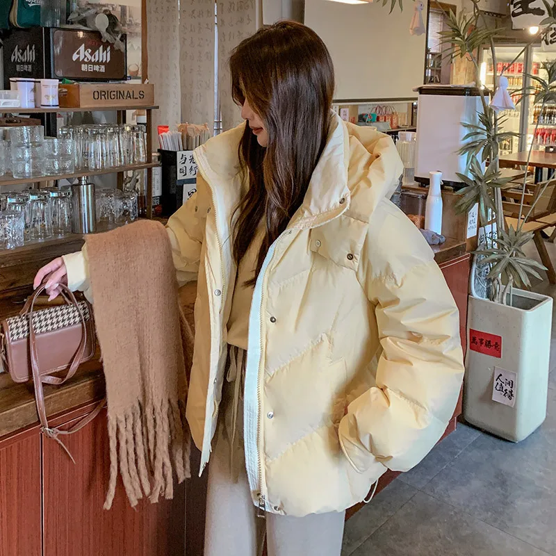 سترات باركاس نسائية معطف شتوي من القطن سميك دافئ مقاوم للرياح مع قلنسوة مغطى بأزرار وسحاب معطف ملابس خارجية للسيدات للمكتب #4