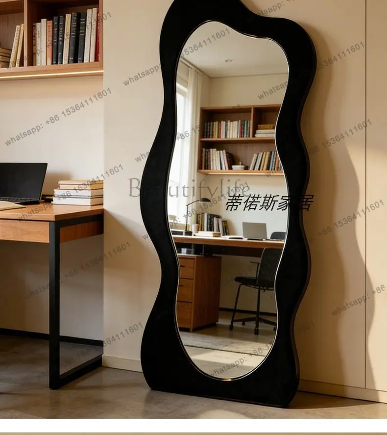 YJ Cream full body mirror Nordic designer floor art against the wall irregular creative designer