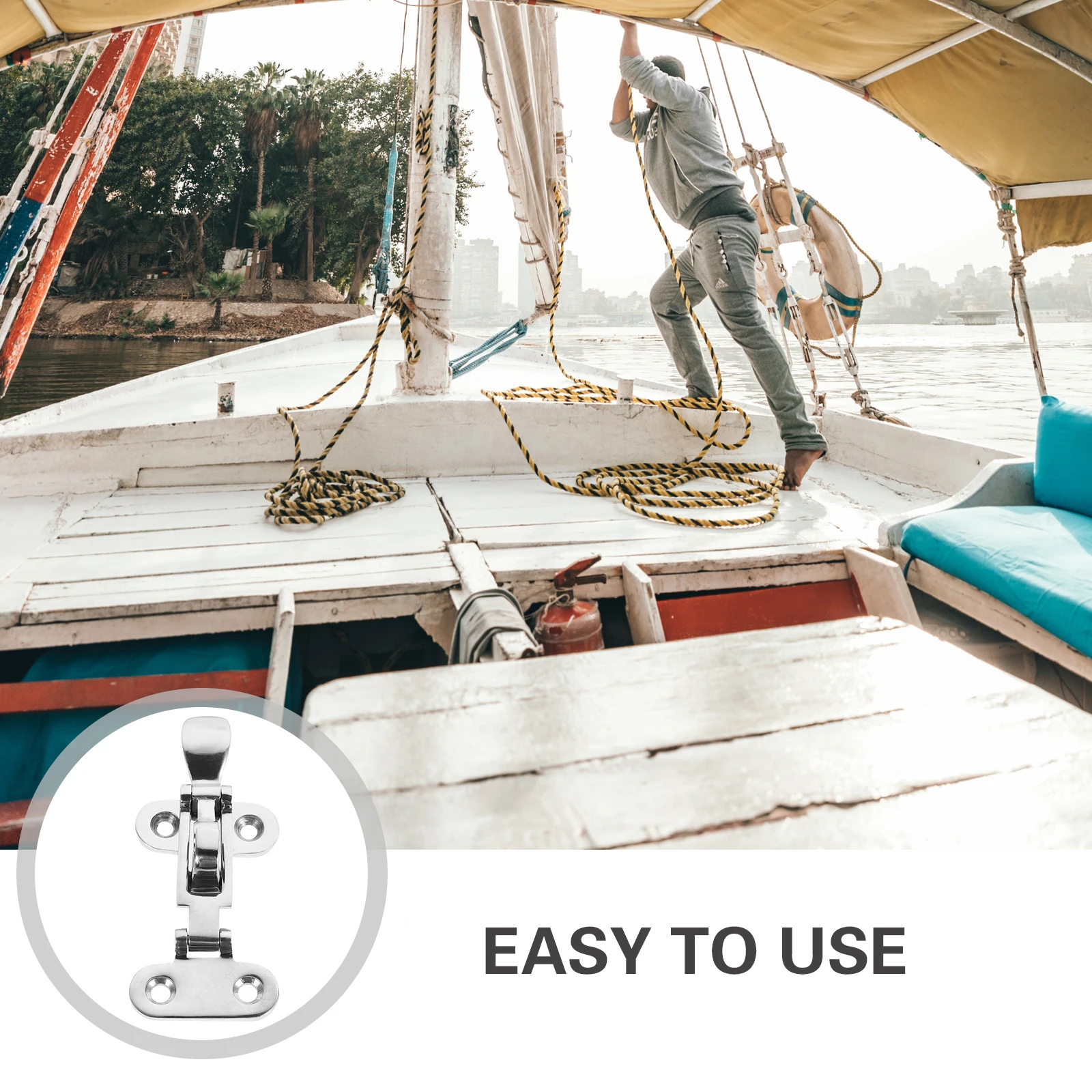 

Stainless Steel Marine Hasp Lock for Boat Yacht Cabin Door Safety Latch H Retractable Crank Durable Sea Water Easy Install