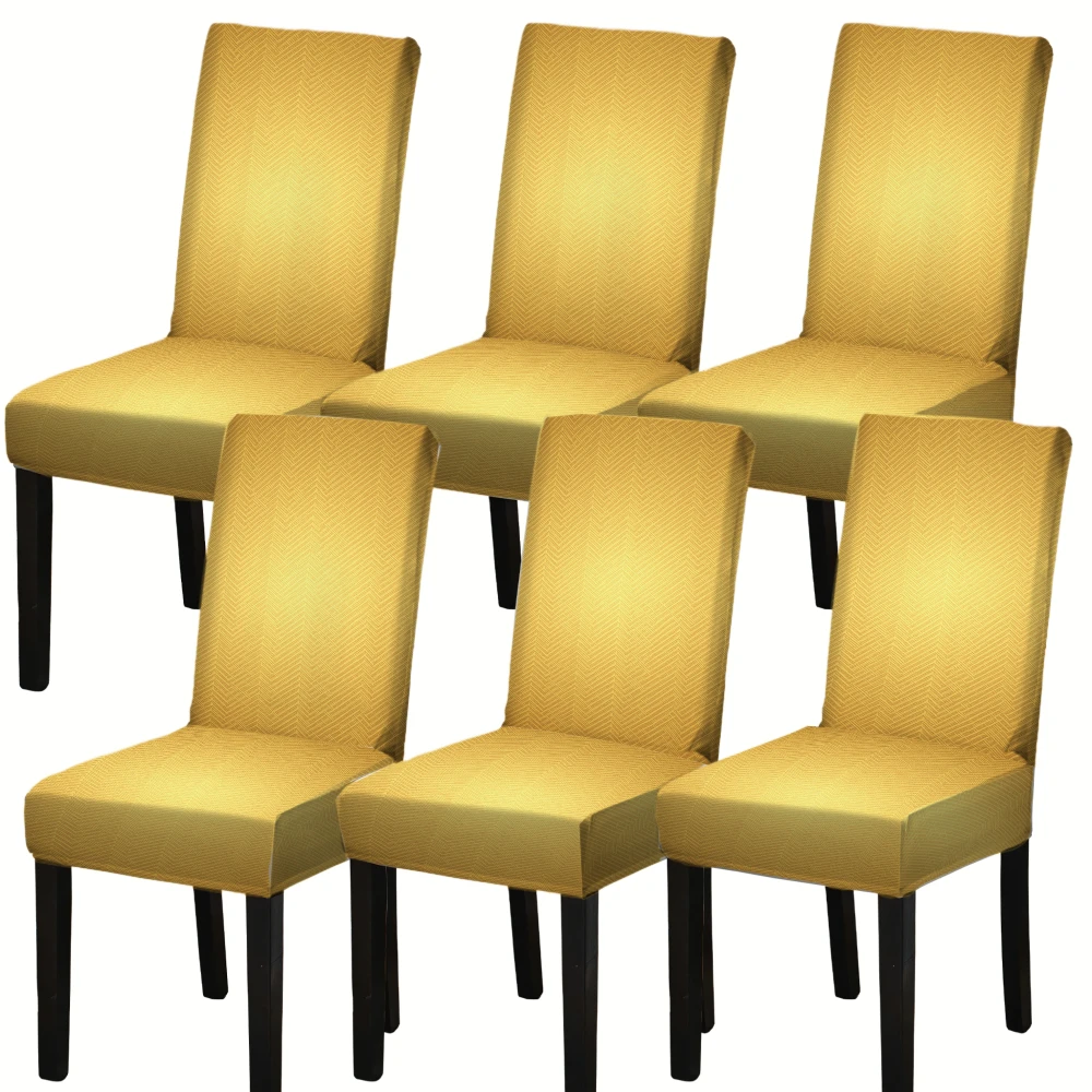 4/6 Stück elastischer Esszimmerstuhlbezug, gelb, dehnbar, abnehmbar, waschbar, für Zuhause, Restaurant, dekorativer Sitzschutz