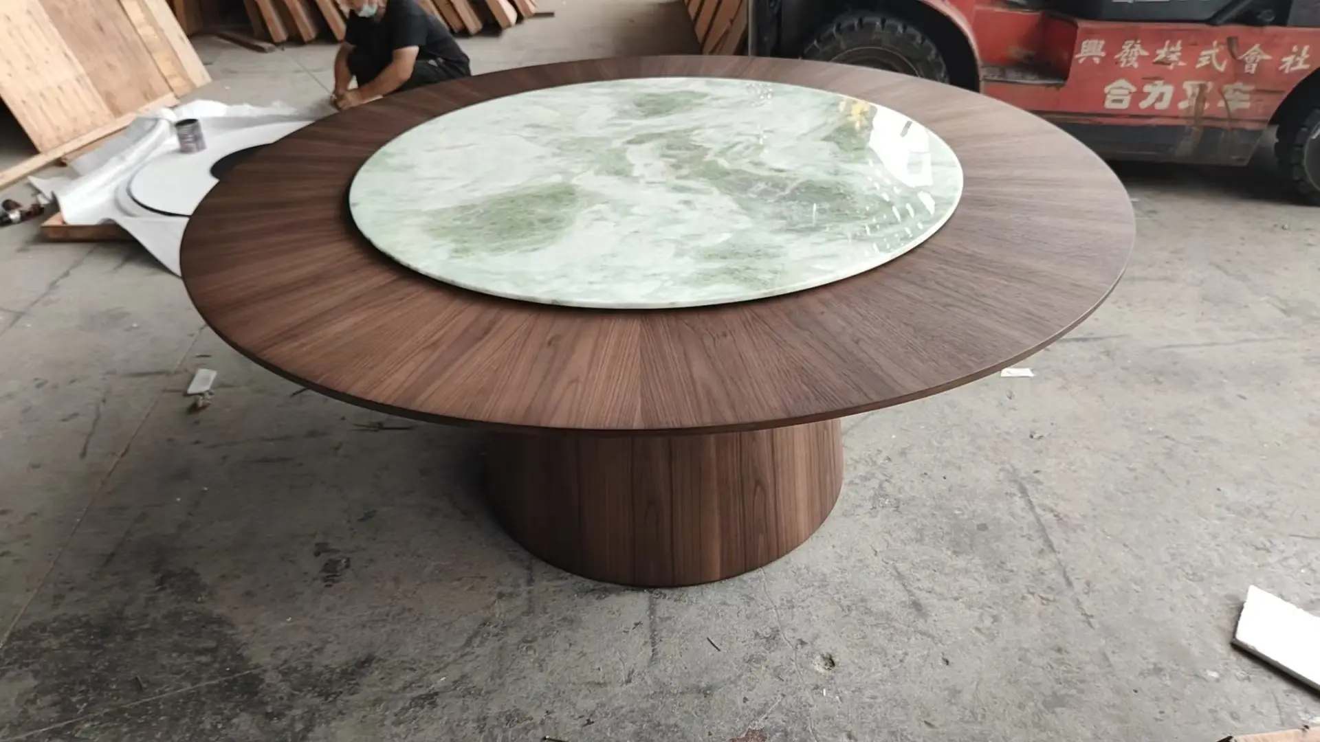Modern Round Dining Table With Lazy Susan Marble Wood Dining Table Stone Furniture Dining Table For 10 People