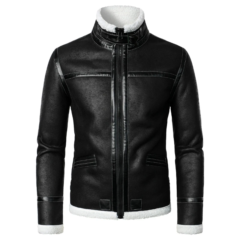 Leon Mode Ledermantel Jacke Cosplay Pu Faur Jacke Langarm Winter Oberbekleidung Männer Junge Männer Lederjacke hochwertige