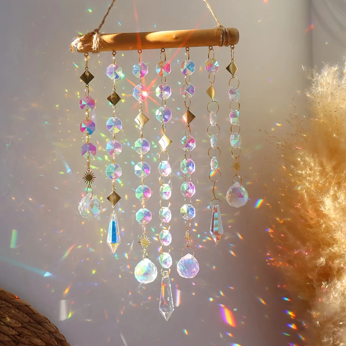 Fantasy Crystal Wind Chime Hanging Window Room Illusion Rainbow Wisząca dekoracja ścienna Suncatcher Gift