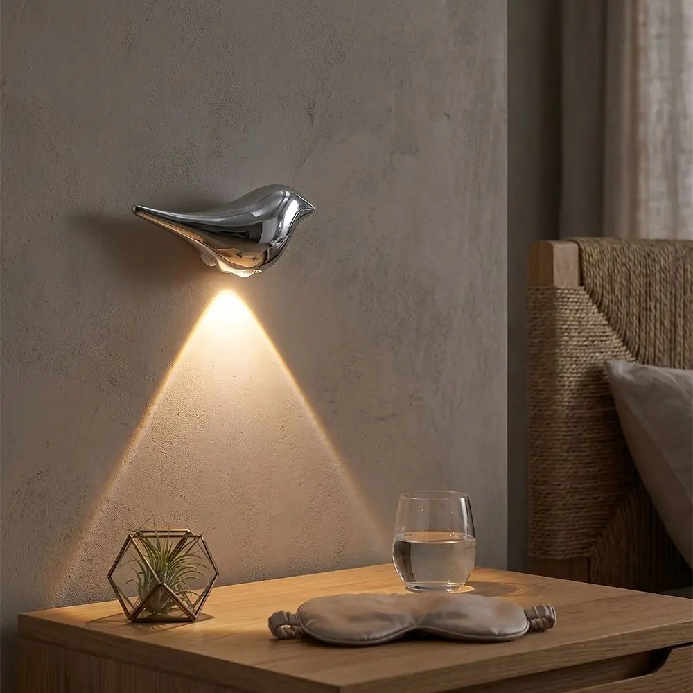 Warm Glow LED Bird Sconce Waterproof Dimmable Bird Shaped Decorative Lamp Cordless Install Energy Saving Magnetic Wall Lamp